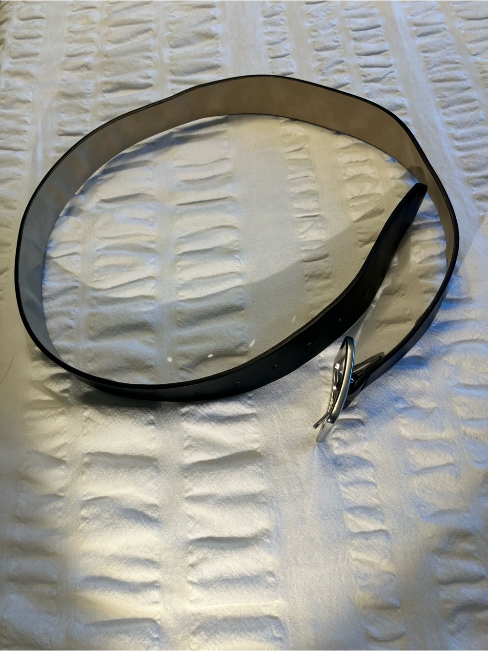Black Non-Leather Belt with Silver Buckle